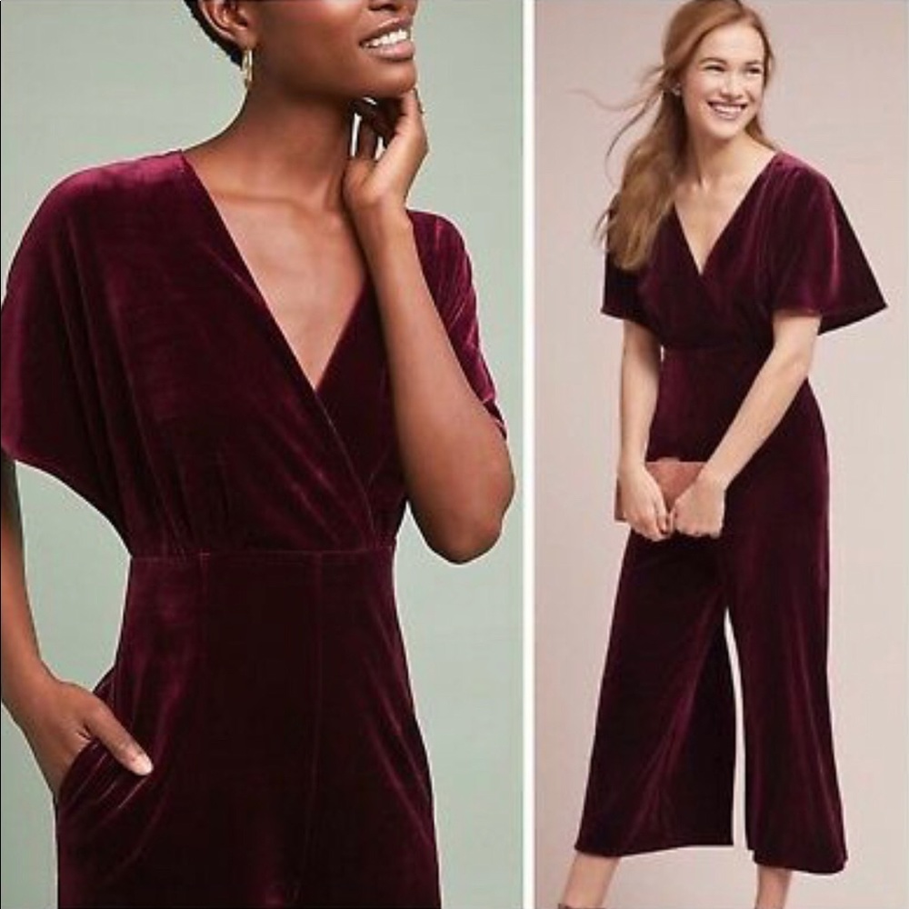 Anthropologie Greylin Luna Velvet Jumpsuit, Size L